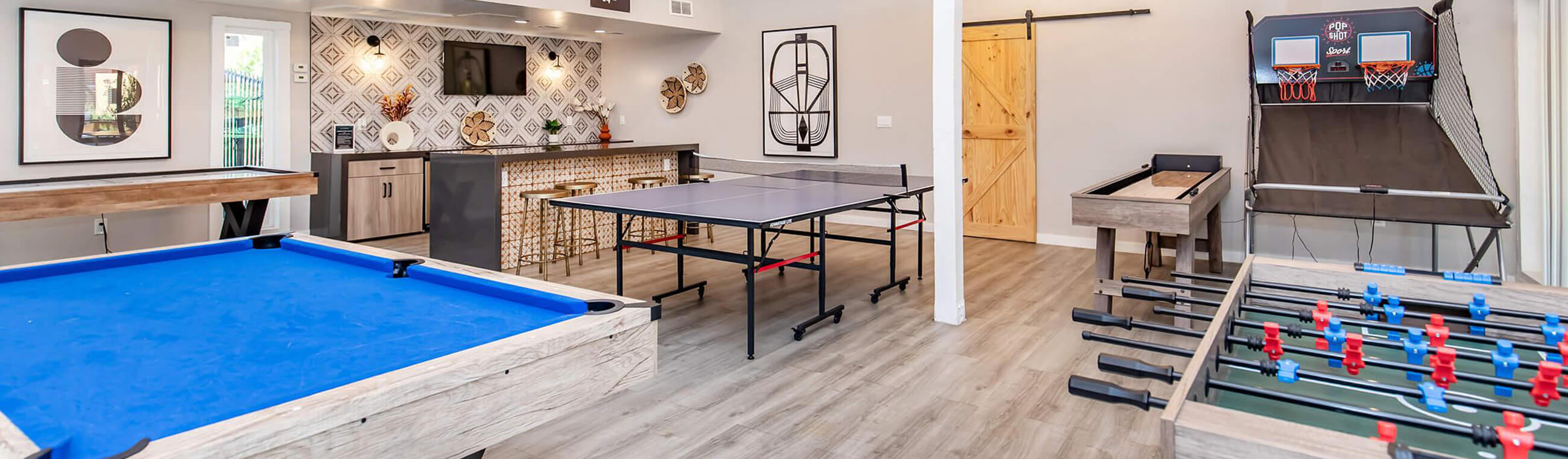 interior apartment clubhouse with pool table